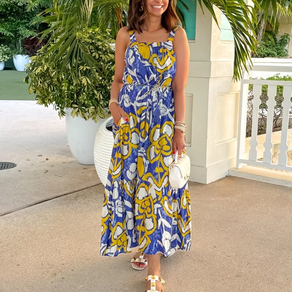CLEOBELLA Muriel organic cotton midi dress in azures print. New!
